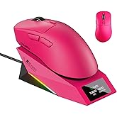 DAREU AE7 Pro Wireless Gaming Mouse with Charging Dock, 8K Polling, 30K DPI Custom P3950 Sensor, 62g Lightweight Right-Handed Mouse w/Tri-Mode connectivity,6 Programmable Buttons