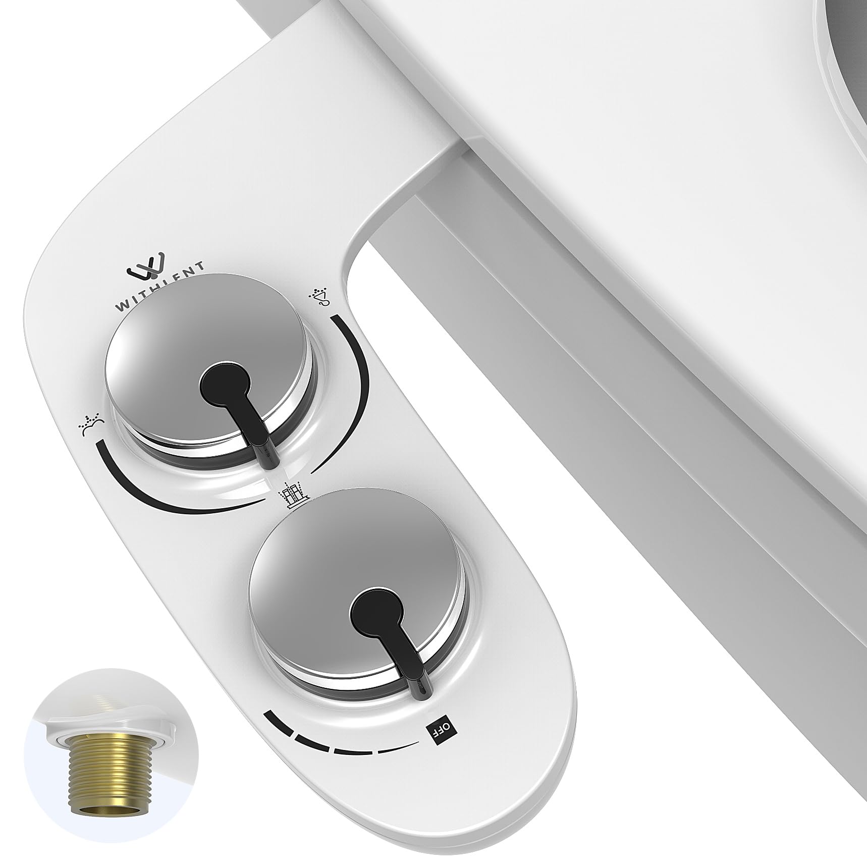 Bidet Toilet Seat - Bidet Attachment for Toilet UK- Self-Cleaning Dual Nozzles Non-Electric Cold Water Bidet Attachment with Pressure Controls, for Frontal & Rear Wash (Silver)