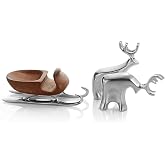 Nambe Miniature Reindeer and Sleigh Set &ndash; Holiday Collectible Figurines, Christmas Tabletop D&eacute;cor for Festive Seasonal Displays, Joyful Winter Centerpiece, Alloy Sculptures for Mantel, Shelf or Table