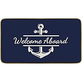 Burosev Welcome Nautical Theme Decorative Doormat, Anchor Boat Floor Mat, Rustic Welcome Aboard Anchor Farmhouse Decor for Home Indoor Outdoor Front Porch Door Mat (17 x 30 Inch)