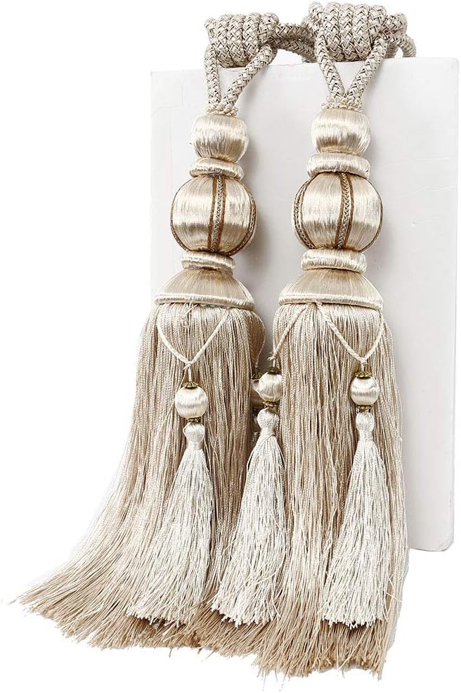 YunNasi 1 Pair Curtain Tie backs Rope Handmade Tassel Curtain Holdbacks