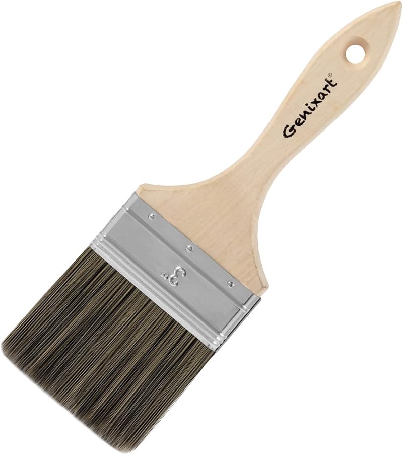Genixart Double Thick 3in Chip Brush 75mm Wood Handle for Stain Varnish Paint