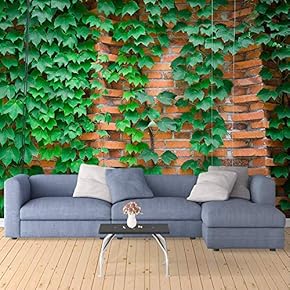 Wall Mural The Lush Plants on Antique Brick Wall Removable Self-Adhesive Large Wallpaper - 66x96 inches