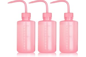 Melphoe Tattoo Wash Bottle Squeeze 3Pcs 250ml Squirt Bottle Succulent Watering Can, Safety Rinse Bottle, Plastic Squeeze Medical Lab Washing Bottle, Tattoo Supplies, Lash Water Bottle (Pink)