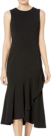 calvin klein ruffle hem midi dress