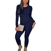 BORIFLORS Women's 2 Piece Track Suits Outfits Workout Long Sleeve Top Jogger Legging Pants Sets