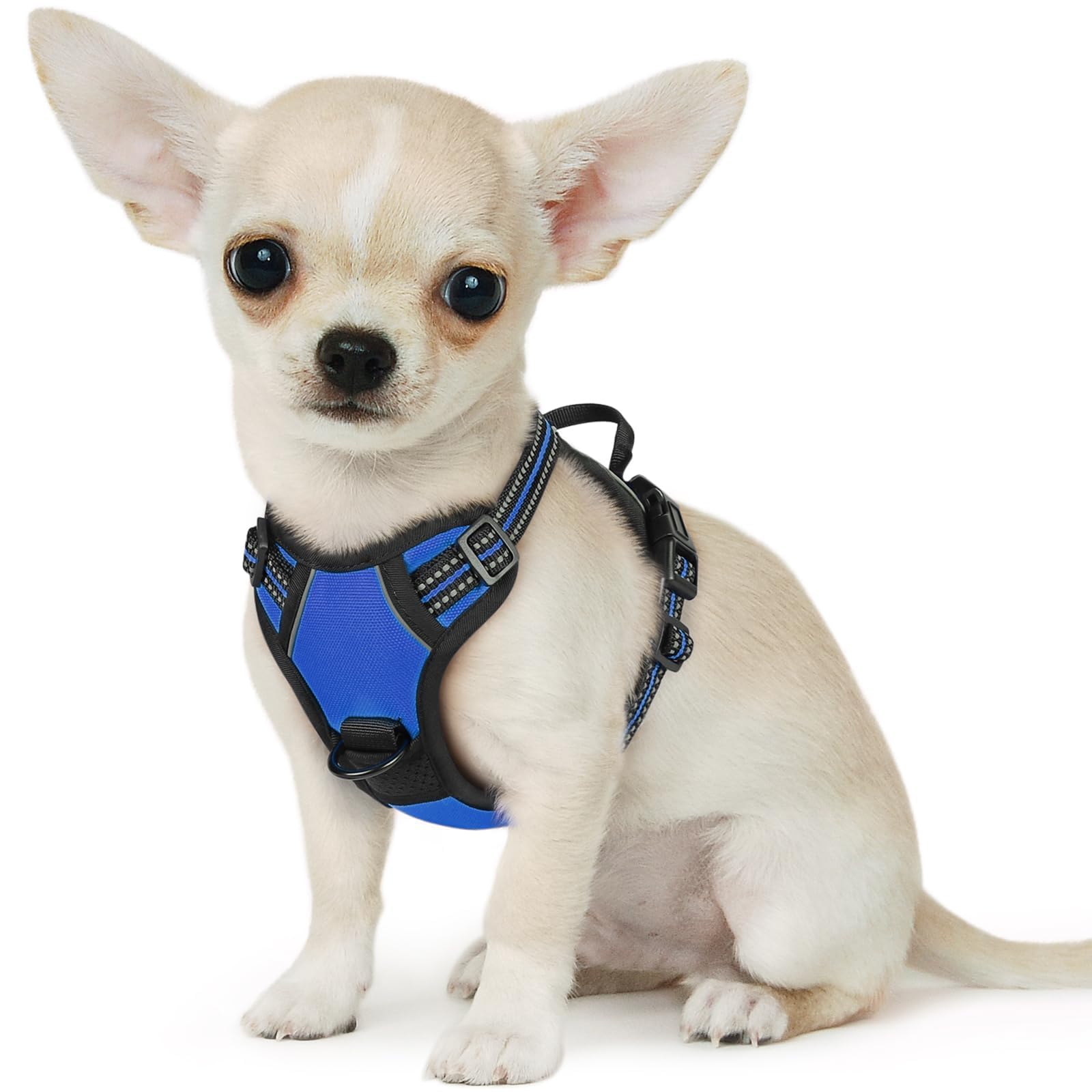 Eagloo Dog Harness Small Dog, Adjustable Soft Padded Pet Vest, Front Clip No Pull Pet Walking Harness, Reflective No-Choke Breathable Puppy Vest with Easy Control Handle, Blue, XS — image 1