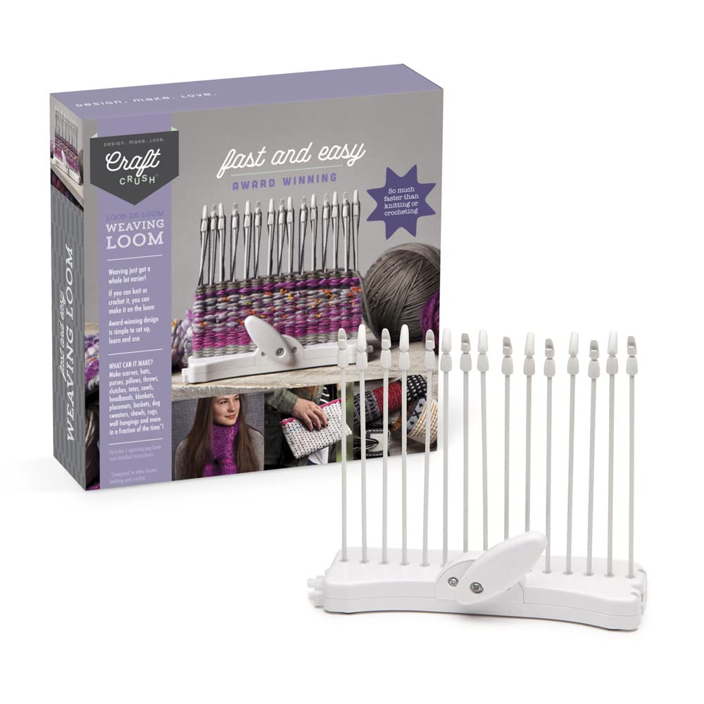 Craft Crush Weaving Loom Craft Kit - Learn to Weave Scarves, Gloves, Home Décor - Modern Design Mini Craft Kit for Teens & Adults - Easy-to-Use, Fast Weaving from The Makers of Loopdeloom, Small