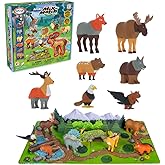 Popular Playthings Magnetic Animals for Toddlers 1-3, Mini Mix or Match Animal Toys, Set of 7 Gift for Kids - Forest Animals with Pop-up Playmat