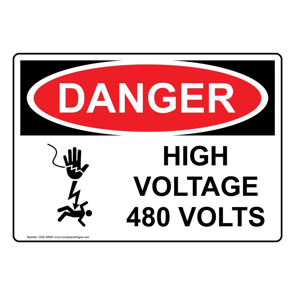 Danger High Voltage 480 Volts OSHA Safety Label Decal, 5x3.5 in. 4-Pack ...