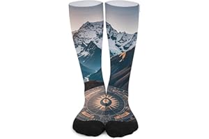 QMKVBSN Boot Sock Mountain Compass Socks for Women Men Cotton Socks Warm Stocking Ankle Sock for Hiking Work Sport