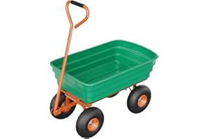 Joankaren Poly Dump Cart – 4 Cu.Ft. Heavy Duty Garden Cart with 600 lbs Capacity, 10" No-Flat Tires & 180° Rotating Handle, R