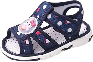 Baby Boy Girl Summer Sandals Infant Squeaky Shoes Lightwight Non-Slip Toddler Flat Bottom Non Slip OpenToe Breathable Soft In