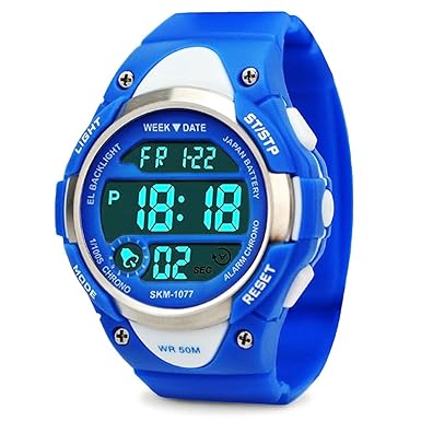 Jungen Digital Uhren, Kinder Sport Armbanduhr mit Alarm, Outdoor 50 m Wasserdicht Kinder Elektronische Handgelenk Uhren mit L