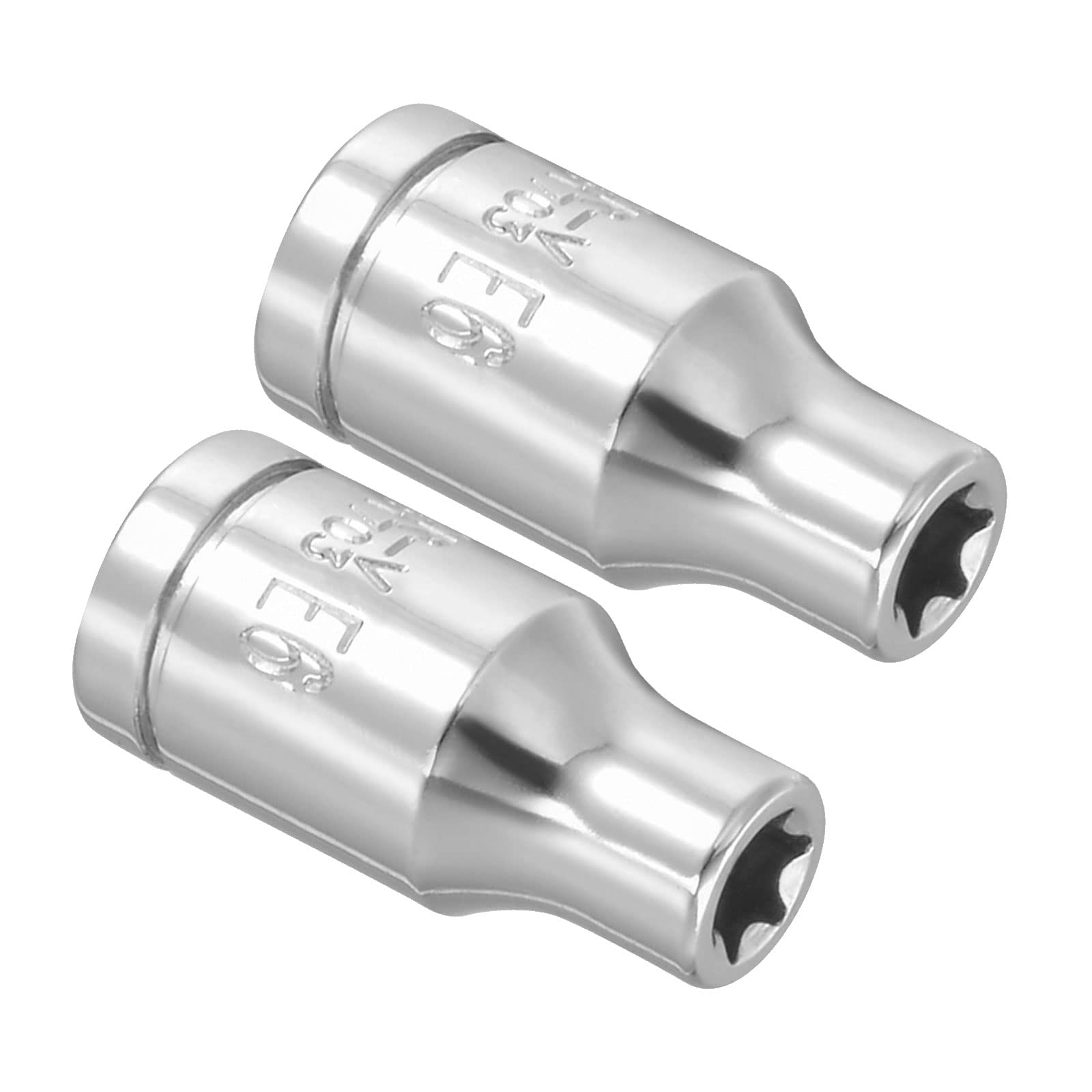Kozelo 2pcs External Torx Shallow Socket - [1/4 Inch x E6] Square Drive for Car Mechanical Equipment Repair Use, CR-V Steel Metric Sizes