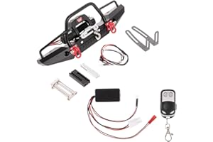 Goolsky Metal Front Bumper with 2 LED Light & Remote Control Electric Winch for TRX-4 SCX10II 90046