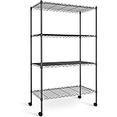 Simple Deluxe Heavy Duty 4-Shelf Storage Shelving Unit, 36"D x 14"W x 55.91"H Steel Organizer Wire Rack 1000Lb Capacity, Blac