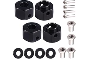 AIMROCK Aluminum 12mm Hex Extended Wheel Hubs 8mm Offset Spacers for 1/10 TRX4 TRX6 RC Crawler Truck (Black, 8mm)
