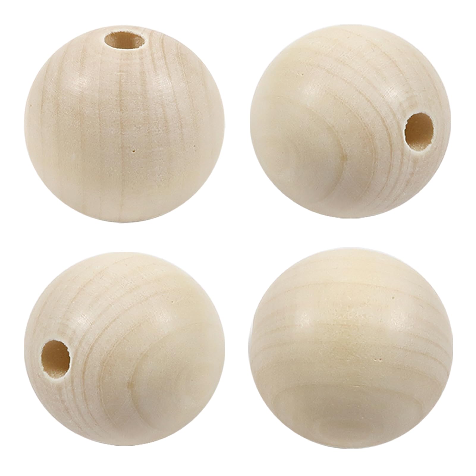 TOAOB 4pcs Wooden Beads 40mm Round Natural Unfinished Loose Spacer Beads with Large Hole for DIY Jewellery Making Macrame Wall Hanging Craft