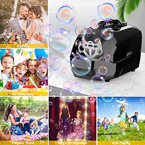 PESUMA Bubble Machine, Automatic Portable Bubble Maker for Kids, Adjustable Speed High Power Bubble Blower with 8 Wands 2 Speed Modes,5000+ Bubbles Per Minute, for Party Birthday Wedding