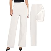 Popilush Dress Pants for Women Tummy Control 2 in 1 Work High Waisted Wide Leg with Pockets Business Casual Outfits