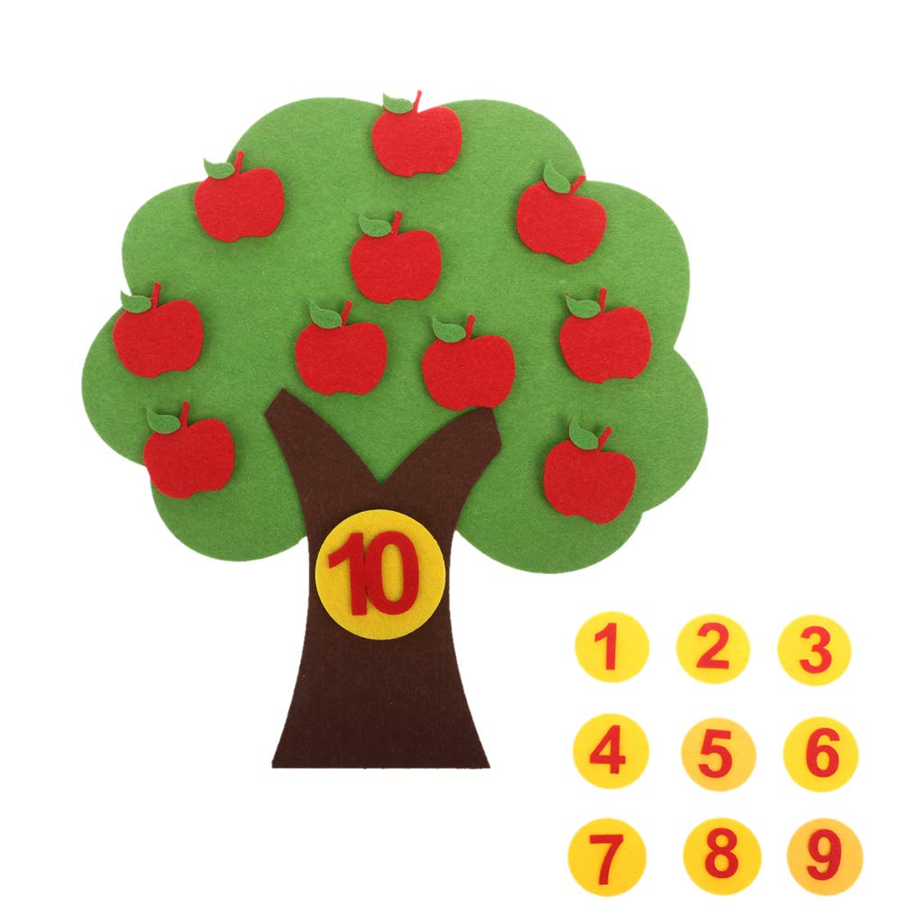 Fogun Apple Tree Match Digital Teaching Toy Montessori Educational Toy Non-woven Puzzle Creative Toy Kindergarten Kids Math Toy