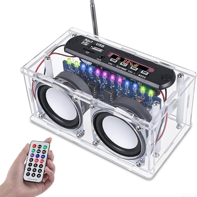 ZYWUOY DIY FM Radio Speaker Kit with LED Indicators and Remote 5V