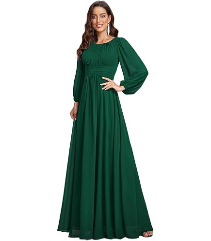 Ever-Pretty Women's Formal Dresses for Curvy Women A-Line Long Sleeves Bridesmaid Gowns Plus Size Mother of The Bride Dress Black US14 at Amazon Women's Clothing store