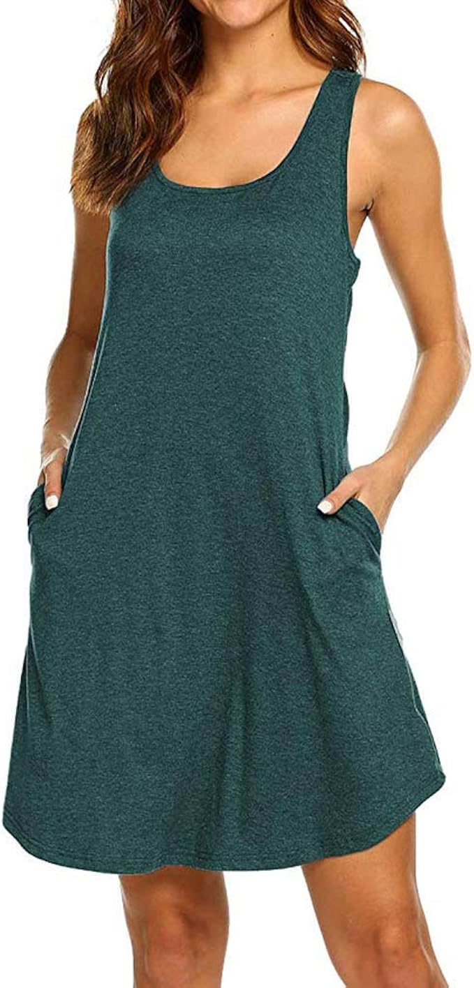 Sanahy Womens Dress Sale,Summer Casual Fashion Round Neck Sleeveless