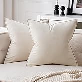 MIULEE Pack of 2 Decorative Christmas Velvet Throw Pillow Covers Soft Pillowcases Solid Square Cushion Case for Winter Sofa Bedroom Car 22x22 Inch Cream White