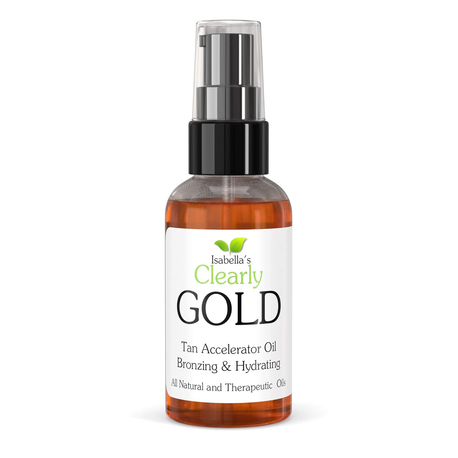 Isabella's Clearly GOLD, Best Natural Bronzing Tanning Oil. Moisturizing & Hydrating Sun Tan Accelerator, Healthy Bronze Glow with Olive, Carrot Seed, and Coconut Oils. 2 Oz