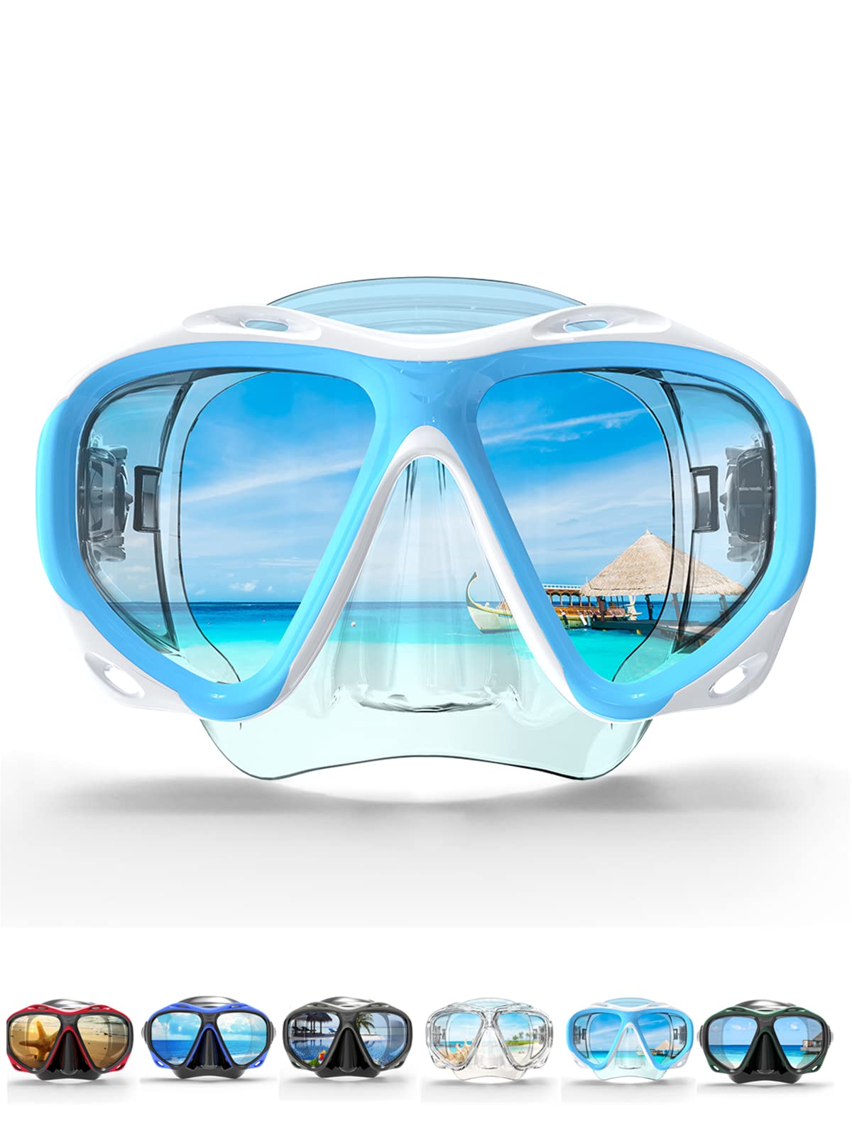 Photo 1 of COPOZZ Snorkel Mask Adult – Anti-Fog Scuba Mask with Nose Cover, Tempered Glass Snorkeling Gear for Adults