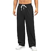 KOMENTIR Men's Lounge Pants Wide Leg Drawstring Elastic Waist Casual Trousers Lightweight Travel Pants with Pockets