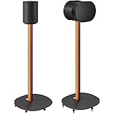 PEGZONE Speaker Stands Pair for SONOS Era 100 and Era 300,11LBS Capacity,30.6" Fixed Height Floor Stand with Cable Management,Large Base with Two Feet Avaliable,Wooden Speaker Mount,Black