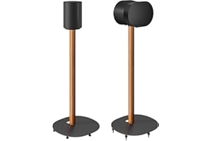 PEGZONE Speaker Stands Pair for SONOS Era 100 and Era 300,11LBS Capacity,30.6" Fixed Height Floor Stand with Cable Management,Large Base with Two Feet Avaliable,Wooden Speaker Mount,Black