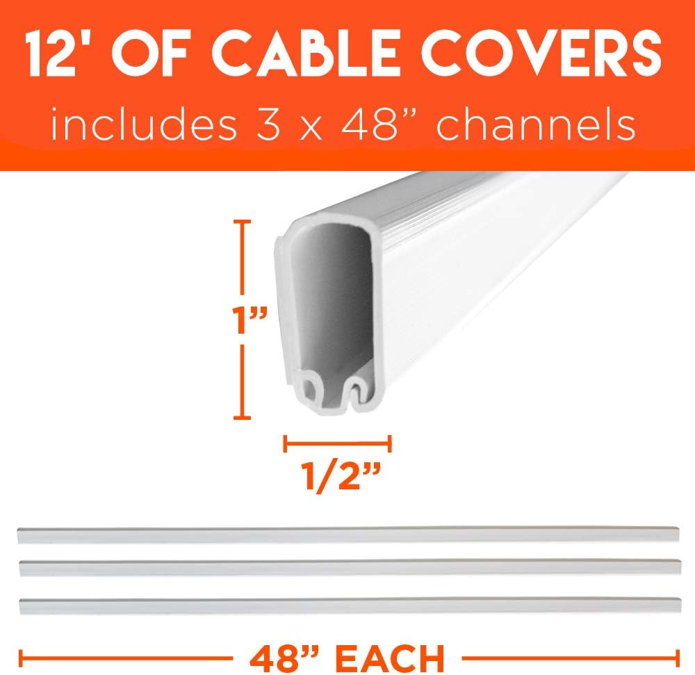 Echogear Wall-Mounted Cable Ducting Kit for Hiding Up to 4 Cables, Neutral, White - Single - Image 5