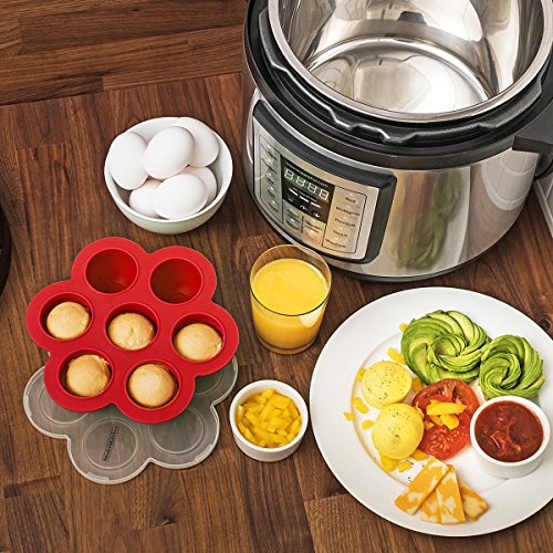 Instant Pot Silicone Accessories Kit: Egg Bites Mold, Vegetable Steamer Basket Rack, Pot Holder Oven Mitts, Pressure Cooker Heat Resistant Dishwasher Safe, Starter Cooking Set, Fits 5,6,8 qt
