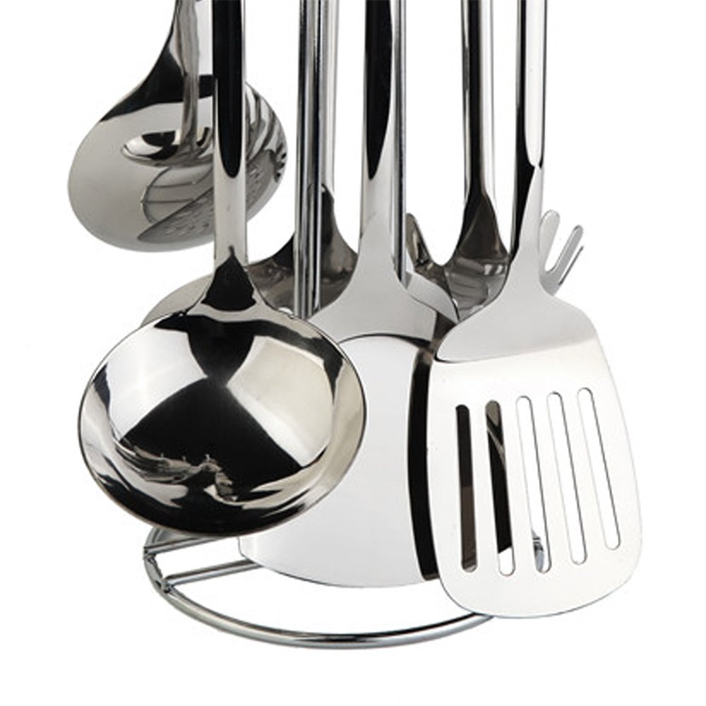 COKOSIM 7 Piezas Juego de Acero Inoxidable de Utensilios de Cocina (con Soporte)