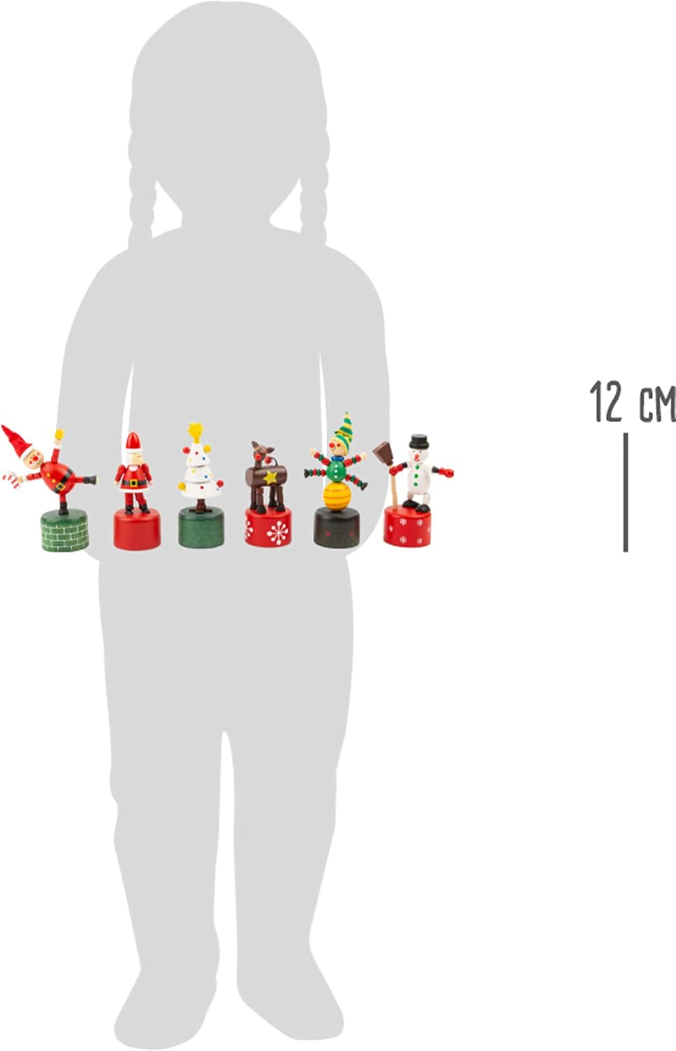 Small Foot 11463 Dancing Christmas Figurines Display Made of Wood, Set of 12, The Figurines Dance Crazily when they Are Pressed - Image 4