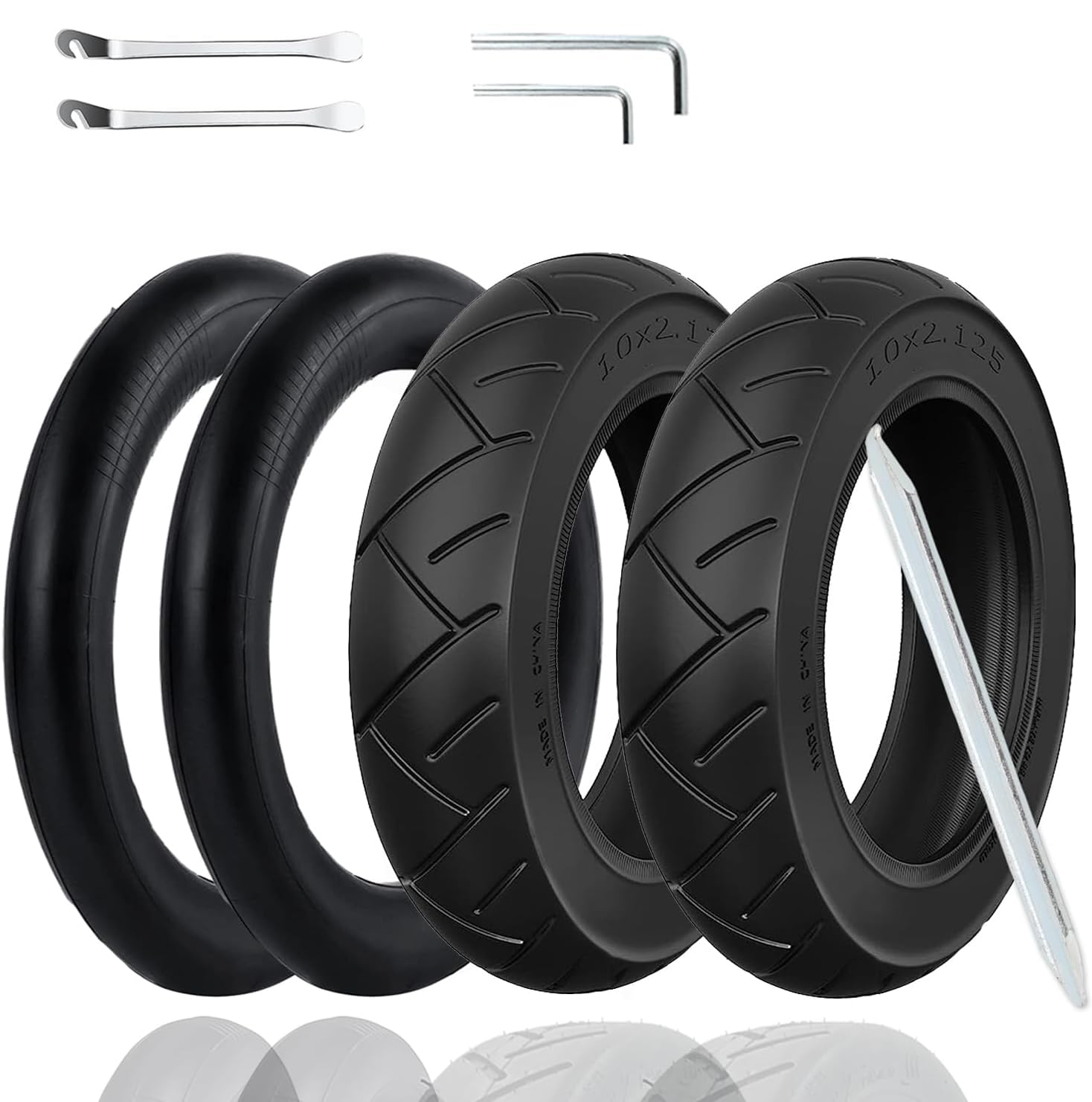 Photo 1 of *********READ CLERK NOTES**********  
 Cooryda 10x2.125 Inner Tube,10x2.125 Inner Tube for Electric Scooter Tire Replacement Wheels with 0° Valve Stem for 10inch Tires with 6inch Rims(2 inner+2 outer)