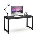 Tribesigns Computer Desk, 55 inch Large Office Desk Computer Table Study Writing Desk for Home Office, Black + Black Leg