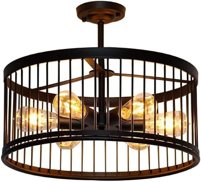 CLJ LWY Retro Vintage Deckenleuchte Kreative Runde Schwarze Eisen