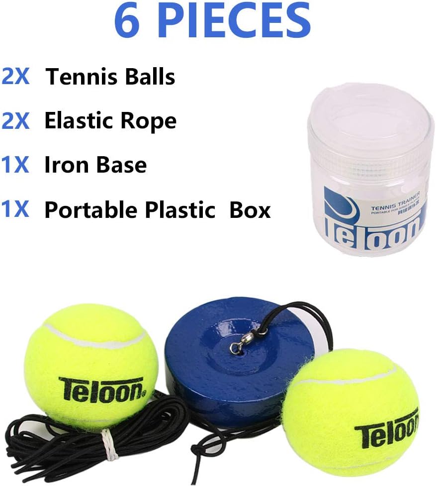 Teloon springen Tennis Trainer Rebound Ball Iron Base Tennis Training Tool，2.35LB Weight Heavy with 2PCS Replaceable String Self-Study Rebound Ball Baseboard Sparring Device : Sports & Outdoors