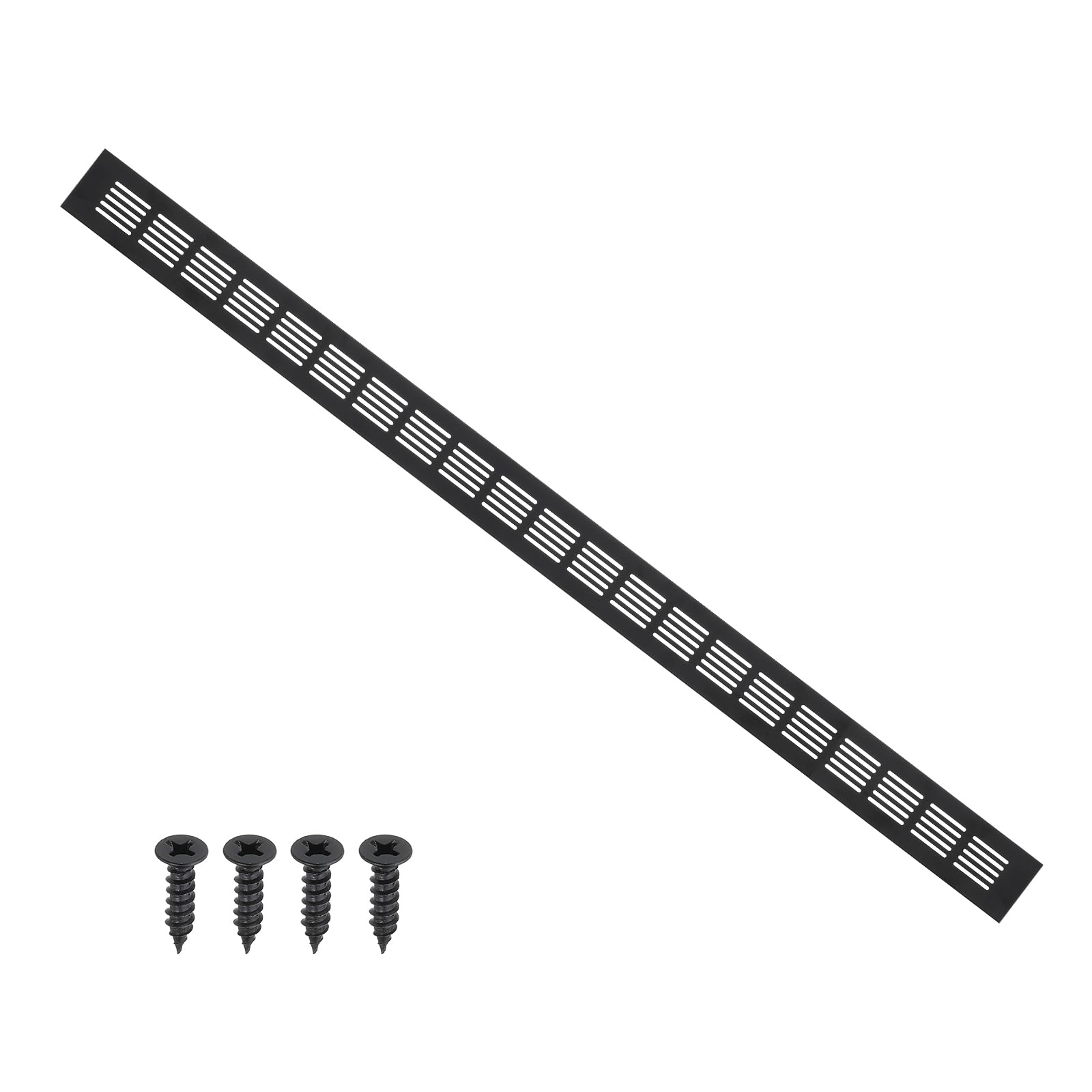 PATIKIL 31.5 x 2 Inch Door Air Vent Cover, Aluminum Grille Ventilation Cover Louvered with Mounting Screws for Cabinet Wardrobe Door, Black