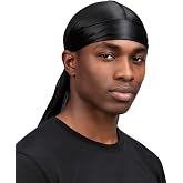 Durags for Men Silky Satin Durag for Waves, Large Do Rag Cap, Silk Du Rags | Durag Cap for Women Braids, Locs, 360 Waves, Designer Long Tail Doo Rag Skull Cap, Unisex Fit for Workout, Cycling, Sleeping