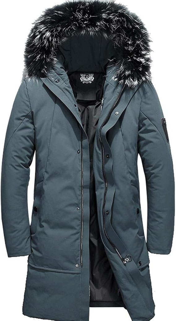 Amazon ダウンジャケット メンズ ダウンコート ジャケット ロング丈 無地 大きいサイズ フォックスファー付き フード 軽量 防寒 防風 暖かい オフィス 通勤 カジュアル 冬物 コート ジャケット 通販