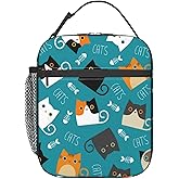 Gbuzozie Funny Cats Lunch Bag Insulated Portable Reusable Cute Cartoon Design Lunch Box With Zipper For Picnic Work Office Travel School