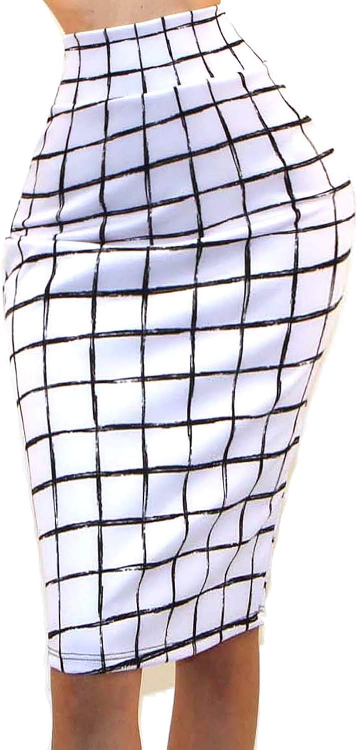 Vivicastle Women's USA High Waist Band Bodycon Career Office Midi Pencil Skirt: Clothing