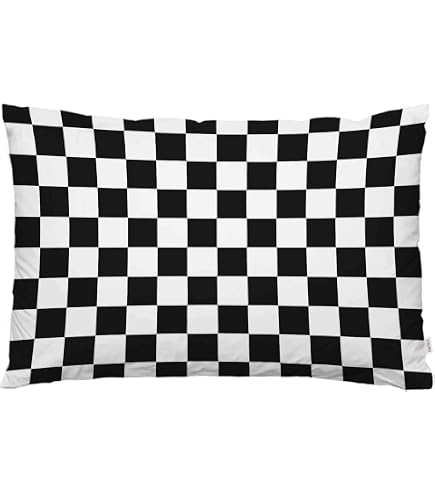Emvency Kissenbezug „Race Classic“ – Schwarz-weiß Kariert, 45,7x45,7 Cm, Samt-Oberfläche, Waschbar, Dekorativ
