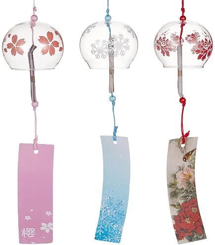Carillon à Vent En Verre Avec Fleurs - Décoration Jardin, Terrasse, Maison - Son Doux, Peint à La Main - 13